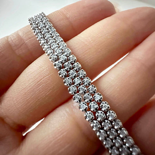 Bracelet Disco - Bracelet tennis triple en or blanc 18K et diamants 58 Facettes GBT1018WG-1