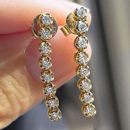 Disco - Boucles d'oreilles tennis en or 18K et diamants 0,5 ct 58 Facettes GER1022YG