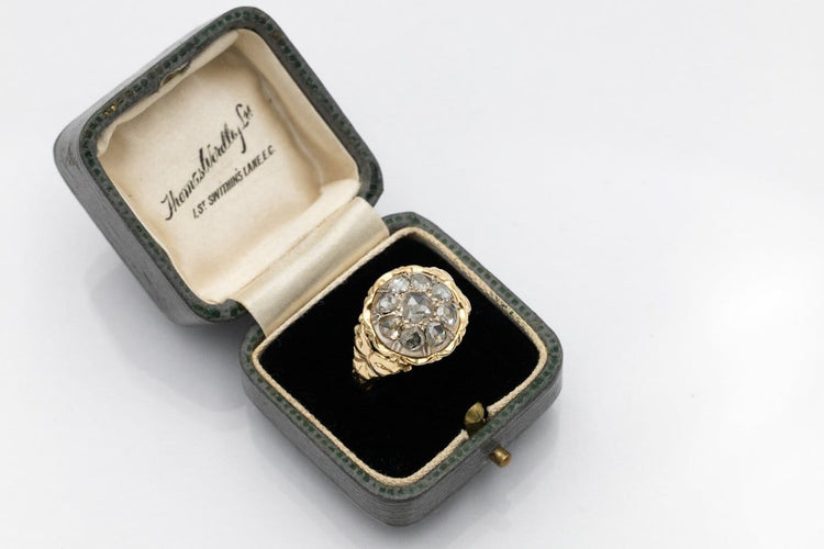 Bague 59 Bague ancienne en or jaune et argent avec diamants taille rose 58 Facettes 12396