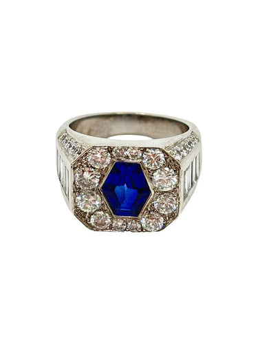 Bague 52 Bague en or blanc 18K, saphir et diamants 58 Facettes 2040