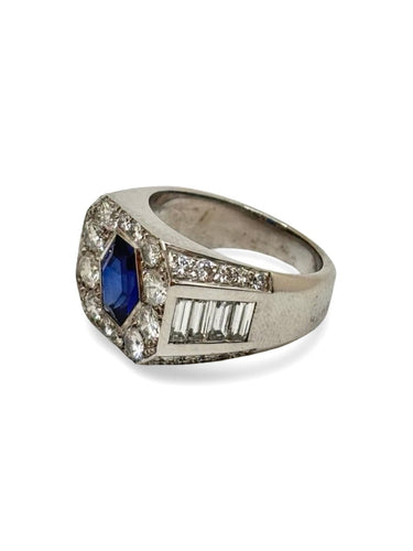 Bague 52 Bague en or blanc 18K, saphir et diamants 58 Facettes 2040