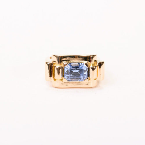 Bague 55.5 Bague Tank en or rose et spinelle synthétique taille émeraude 58 Facettes LMB-352