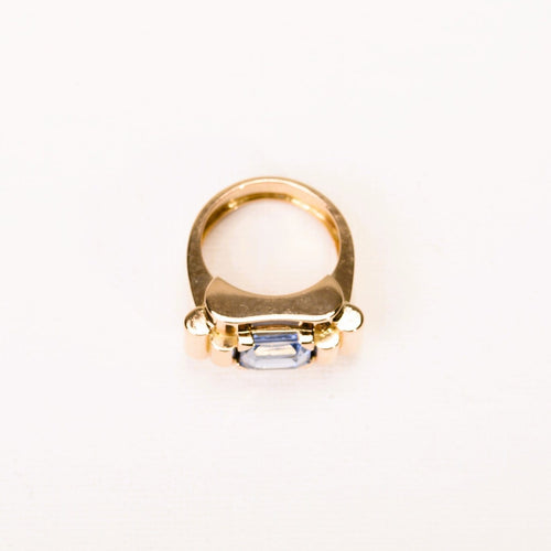 Bague 55.5 Bague Tank en or rose et spinelle synthétique taille émeraude 58 Facettes LMB-352