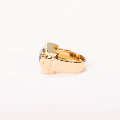 Bague 55.5 Bague Tank en or rose et spinelle synthétique taille émeraude 58 Facettes LMB-352