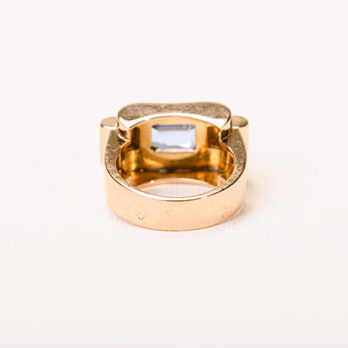 Bague 55.5 Bague Tank en or rose et spinelle synthétique taille émeraude 58 Facettes LMB-352