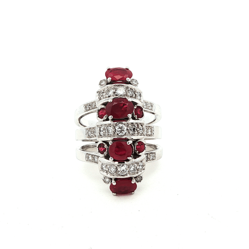 Bague 56 Bague multifil en or blanc, rubis et diamants 58 Facettes 2423_P3_25
