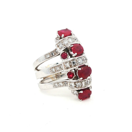 Bague 56 Bague multifil en or blanc, rubis et diamants 58 Facettes 2423_P3_25