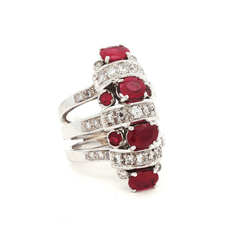 Bague 56 Bague multifil en or blanc, rubis et diamants 58 Facettes 2423_P3_25