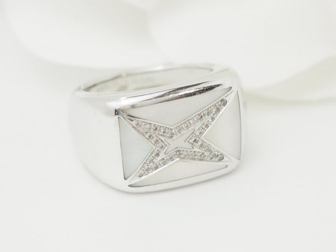 Bague 50 Mauboussin Grande Vie - Bague en or blanc, nacre et diamants 58 Facettes 33601