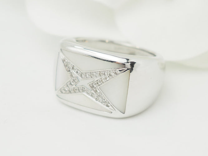 Bague 50 Mauboussin Grande Vie - Bague en or blanc, nacre et diamants 58 Facettes 33601