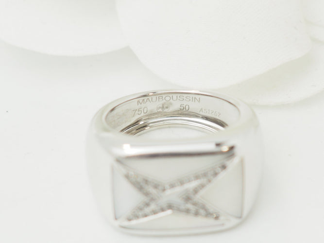 Bague 50 Mauboussin Grande Vie - Bague en or blanc, nacre et diamants 58 Facettes 33601