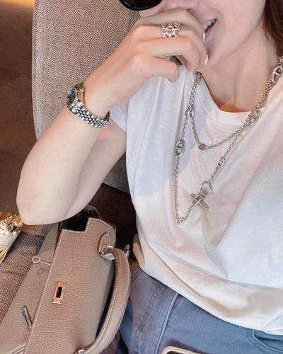 Collier Hermès Farandole - Sautoir en argent 120 cm 58 Facettes jnci131