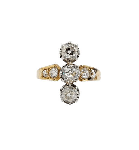 Bague 59 Bague marquise antique en or 18K, platine et diamants 58 Facettes A07526