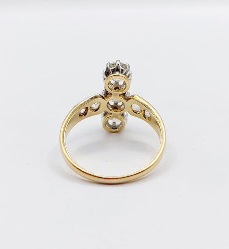 Bague 59 Bague marquise antique en or 18K, platine et diamants 58 Facettes A07526