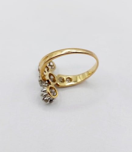 Bague 59 Bague marquise antique en or 18K, platine et diamants 58 Facettes A07526