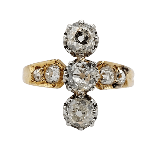 Bague 59 Bague marquise antique en or 18K, platine et diamants 58 Facettes A07526