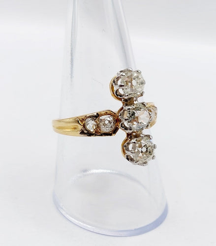 Bague 59 Bague marquise antique en or 18K, platine et diamants 58 Facettes A07526