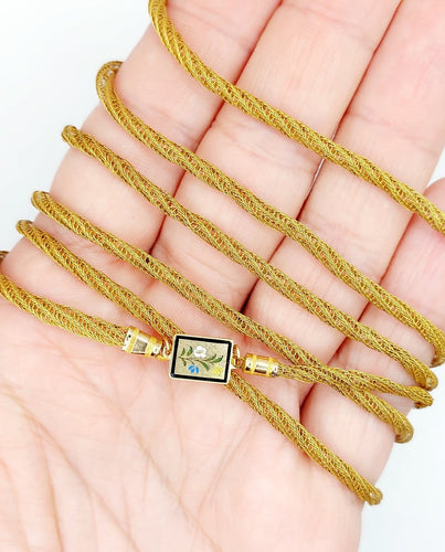 Collier Sautoir géorgien en or 18k, mailles cannetille 58 Facettes A07527
