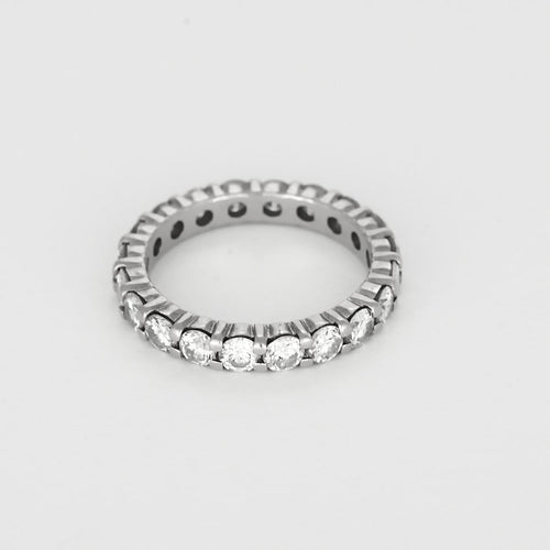 Bague 53 Alliance américaine - Bague en or gris et diamants 58 Facettes B260351