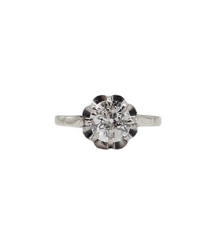Bague 53 Bague solitaire Art déco en or blanc et platine avec diamant 58 Facettes A07532