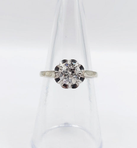 Bague 53 Bague solitaire Art déco en or blanc et platine avec diamant 58 Facettes A07532