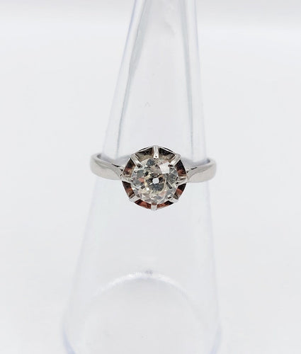 Bague 53 Bague solitaire Art déco en or blanc et platine avec diamant 58 Facettes A07532