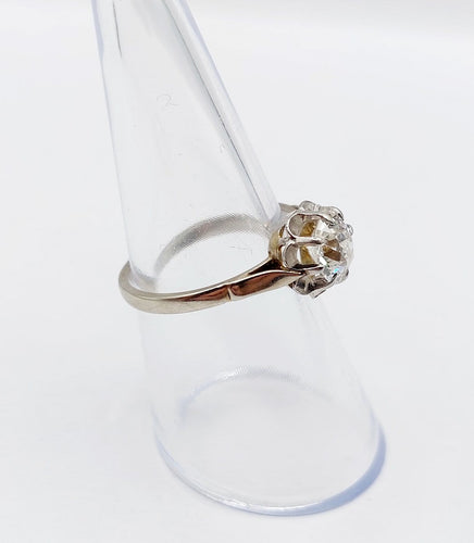 Bague 53 Bague solitaire Art déco en or blanc et platine avec diamant 58 Facettes A07532