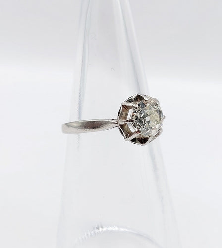 Bague 53 Bague solitaire Art déco en or blanc et platine avec diamant 58 Facettes A07532
