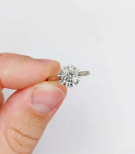 Bague 53 Bague solitaire Art déco en or blanc et platine avec diamant 58 Facettes A07532