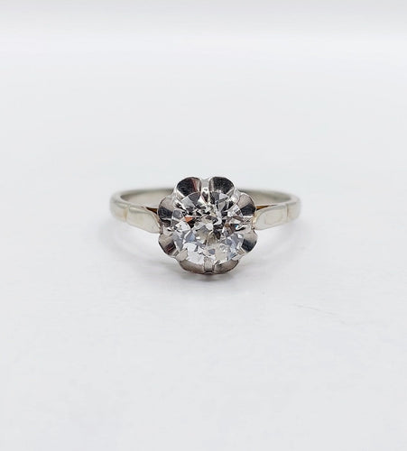 Bague 53 Bague solitaire Art déco en or blanc et platine avec diamant 58 Facettes A07532