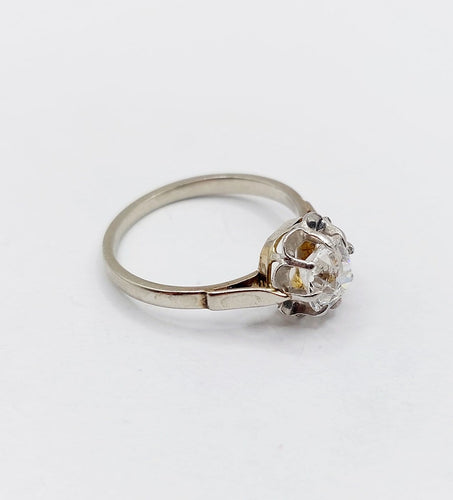 Bague 53 Bague solitaire Art déco en or blanc et platine avec diamant 58 Facettes A07532