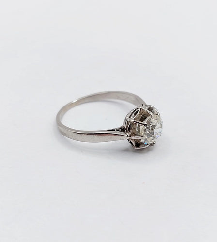 Bague 53 Bague solitaire Art déco en or blanc et platine avec diamant 58 Facettes A07532