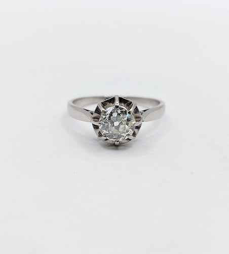 Bague 53 Bague solitaire Art déco en or blanc et platine avec diamant 58 Facettes A07532