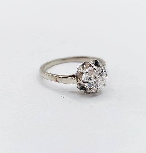 Bague 53 Bague solitaire Art déco en or blanc et platine avec diamant 58 Facettes A07532