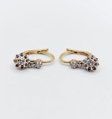 Boucles d'oreilles Dormeuses antiques - Boucles d'oreilles en or 18k, platine et diamants 58 Facettes A07534