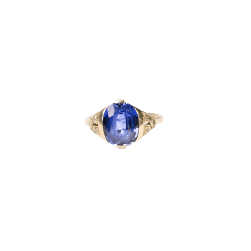 Bague 52 Art Déco - Bague en or blanc, saphir synthétique et diamants 58 Facettes LMB-372