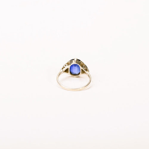 Bague 52 Art Déco - Bague en or blanc, saphir synthétique et diamants 58 Facettes LMB-372