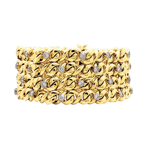 Bracelet Bracelet ruban en or jaune, platine et diamants 58 Facettes 35796