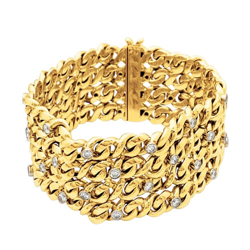 Bracelet Bracelet ruban en or jaune, platine et diamants 58 Facettes 35796