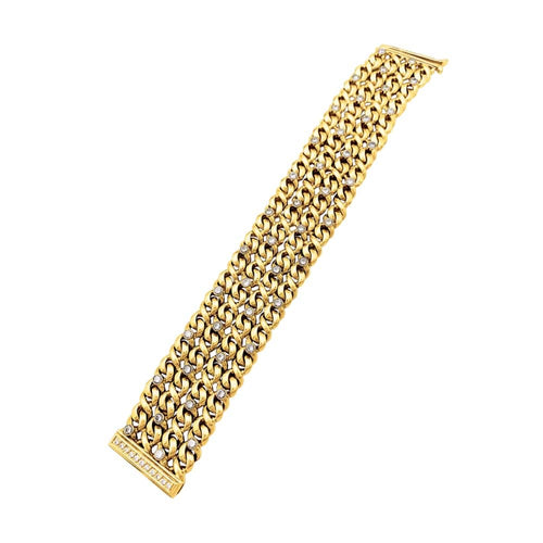 Bracelet Bracelet ruban en or jaune, platine et diamants 58 Facettes 35796