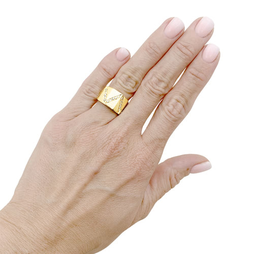 Bague 51 Bague lignes de diamants en or jaune 58 Facettes 35756