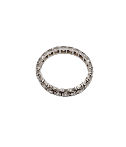 Bague 53 Alliance américaine en or blanc 18k et diamants 1,10 ct 58 Facettes A07301