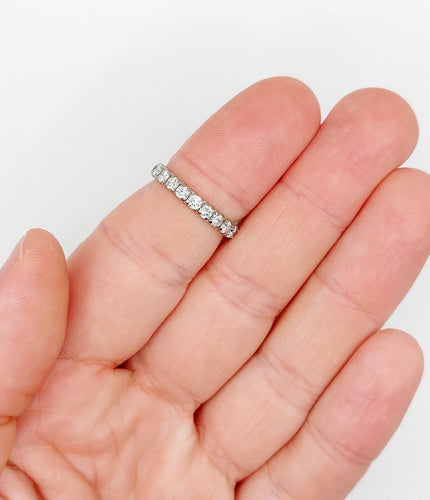 Bague 53 Alliance américaine en or blanc 18k et diamants 1,10 ct 58 Facettes A07301