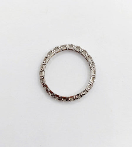 Bague 53 Alliance américaine en or blanc 18k et diamants 1,10 ct 58 Facettes A07301
