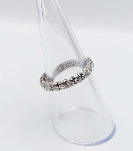 Bague 53 Alliance américaine en or blanc 18k et diamants 1,10 ct 58 Facettes A07301