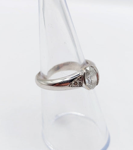 Bague 52 Bague jonc vintage en or blanc et diamant ovale 58 Facettes A07408