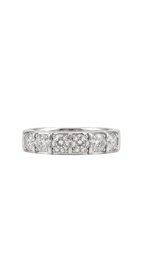 Bague 51 Demi-alliance - Bague en or gris 18K et diamants 58 Facettes LP 1632/UNNB