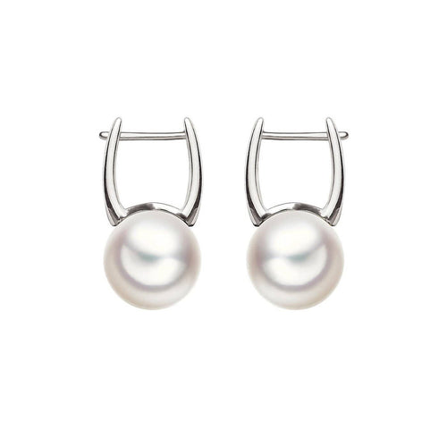 Boucles d'oreilles Underwater - Boucles d'oreilles créoles en or blanc et perles Akoya 58 Facettes GER1320WG