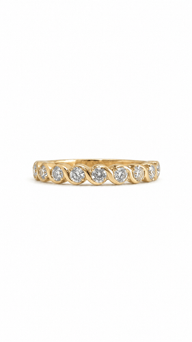 Bague 51 Demi-alliance - Bague en or jaune 18K et diamants 58 Facettes LP 1570/AUNB