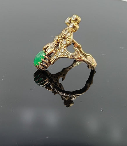 Bague 52 Bague vintage à volutes en or 18K, émeraude et diamants 58 Facettes SADD/53/5